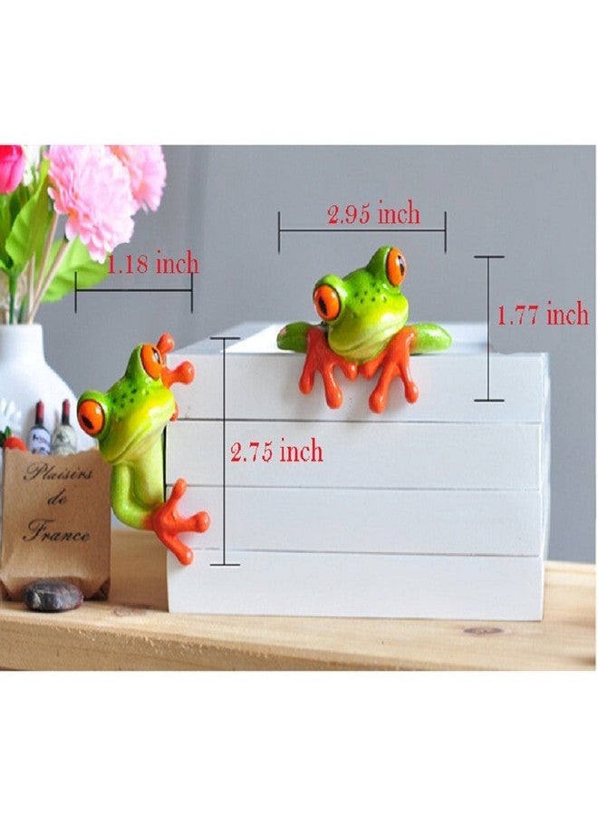 WEALTHCOMING 3D Creative Green Frog Figurines, Funny & Cute Frog Statue Gifts for Friends (Computer Decorations 2pcs) - Image 5